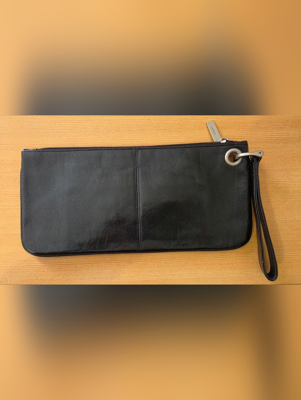 HOBO International Vida Large Polished Leather Wristlet Clutch